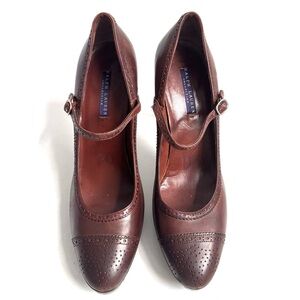 Ralph Lauren Collection Purple Label Heeled Mary Jane Shoes Dark Brown Size 9